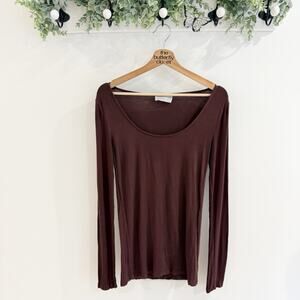Modern Citizen Long Sleeve Round Neck Burgundy Top Size Large ZZ4741